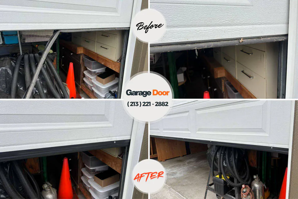 Before and after: garage door repair Wolcottville, IN